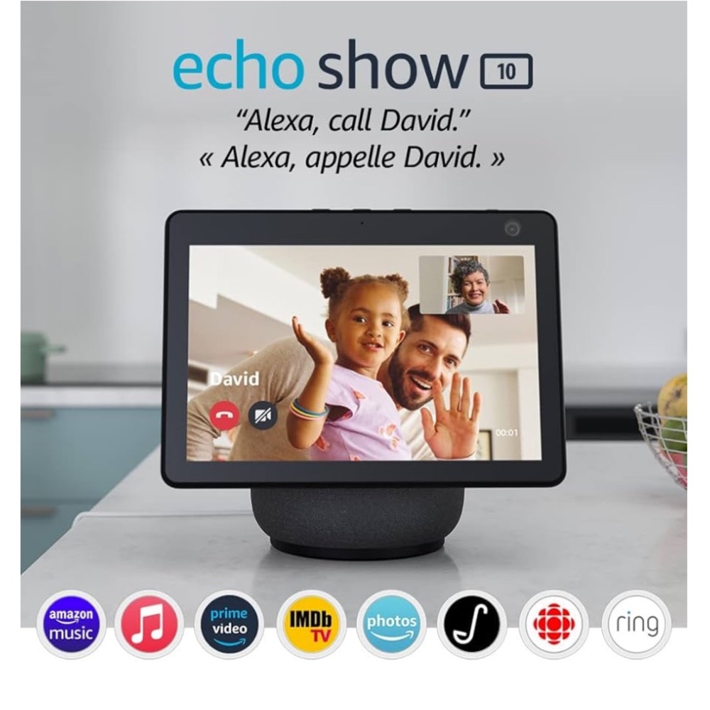 Amazon Echo Show 10 in Black with HD Smart Display with Motion in Charcoal Color